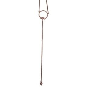Luv AJ Rose Gold Lariat Necklace Open Circle Pendant Long Dangle